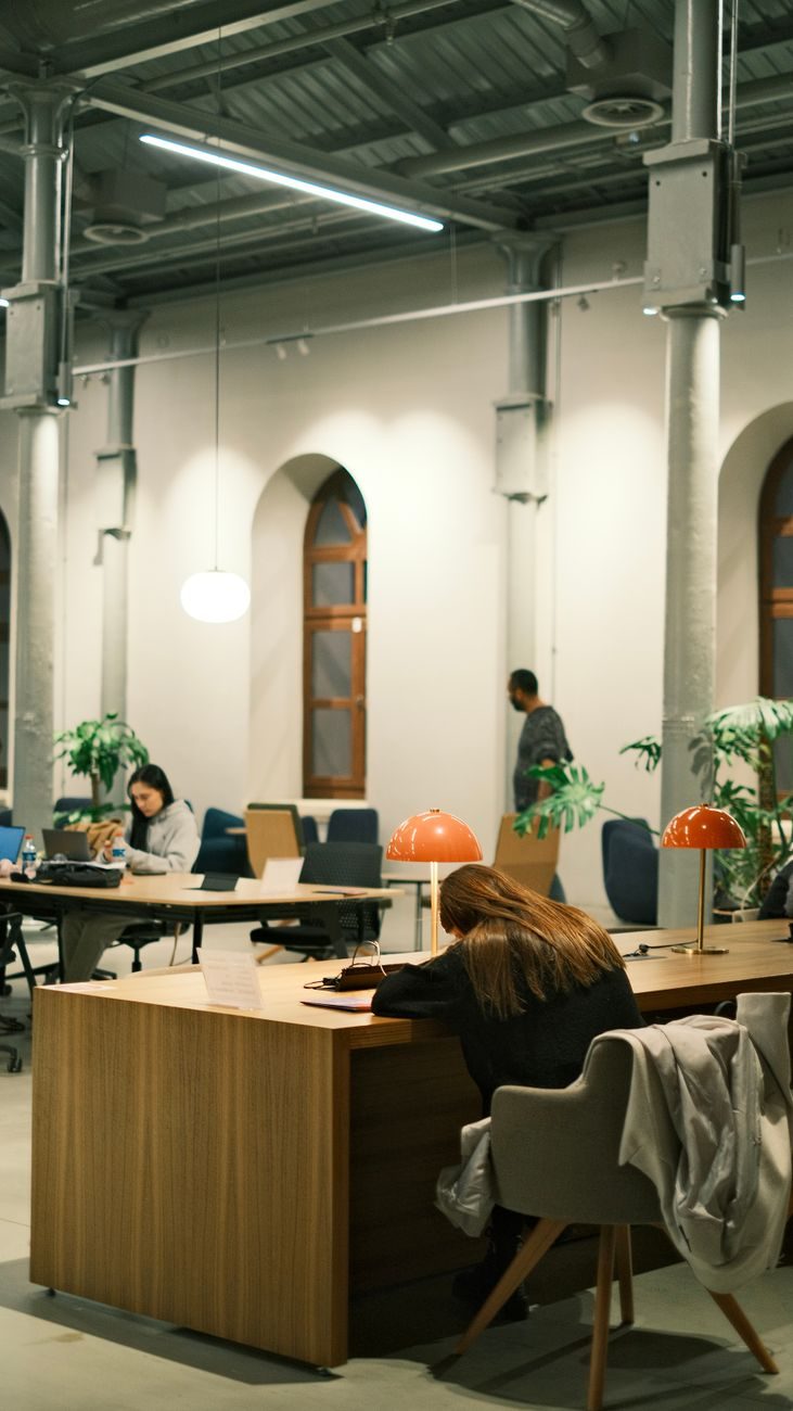 A team working together in an open office