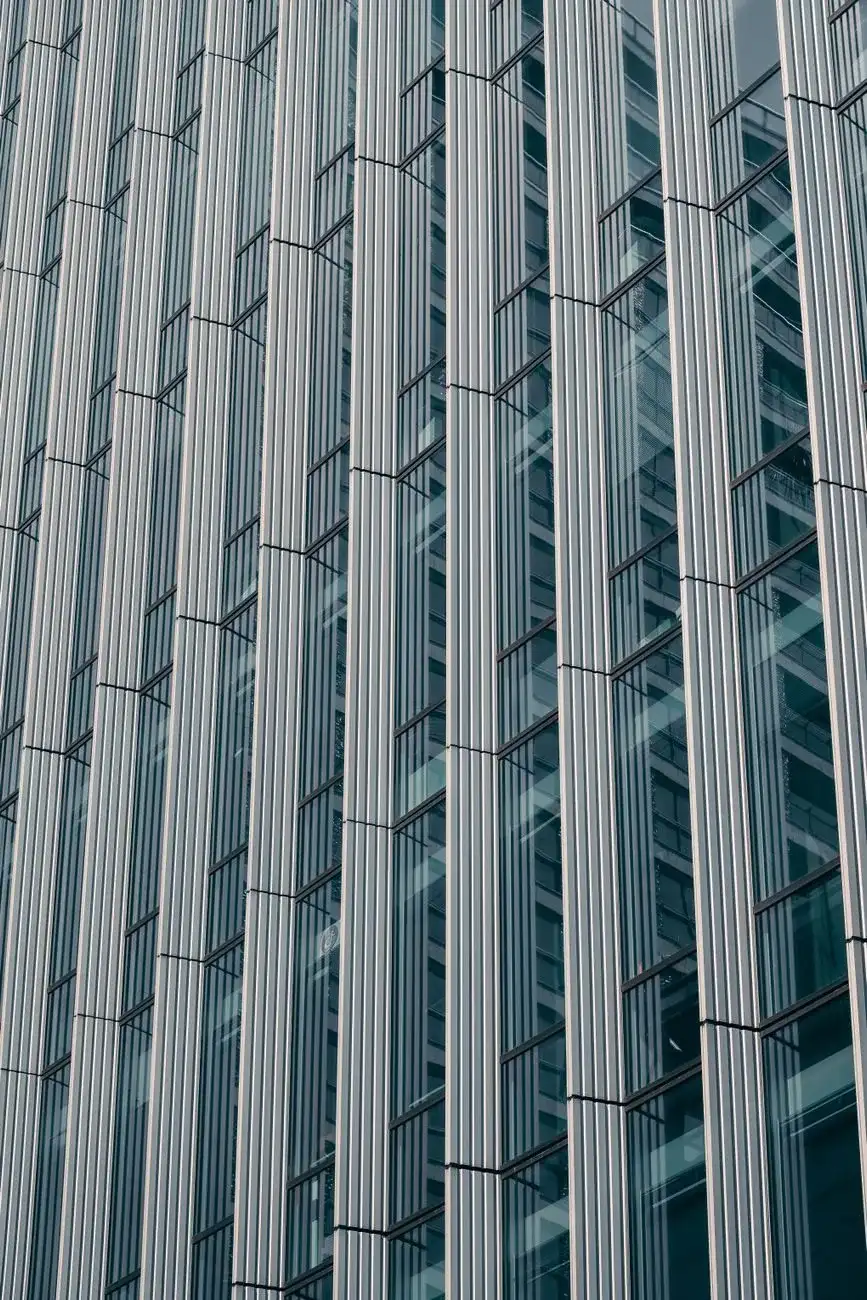 Vertical fins on a modern office tower facade